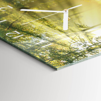 Glass clock square Forest