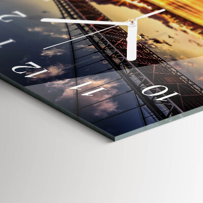 Glass wall clock square River bridge