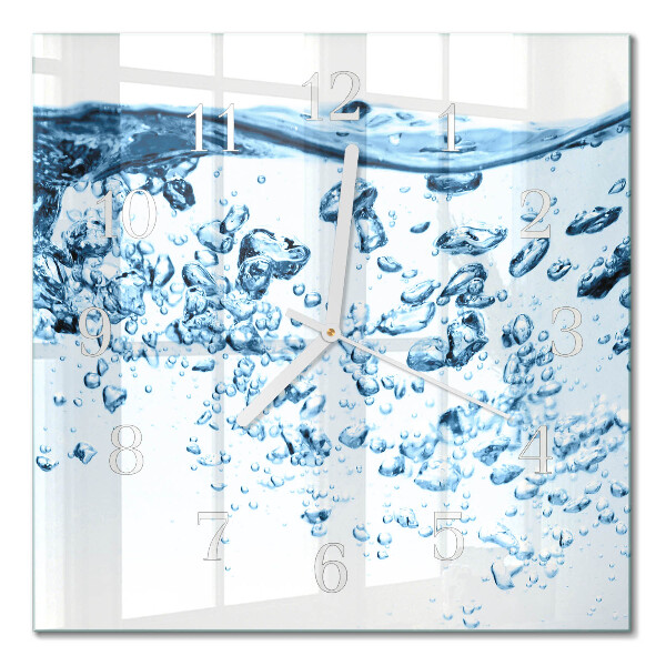 Glass wall clock square Water