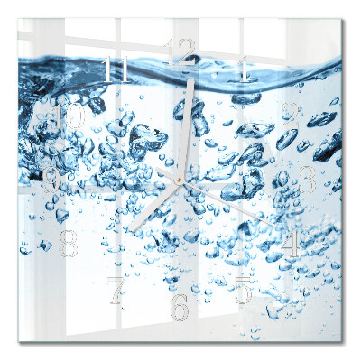 Glass wall clock square Water