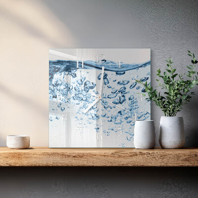 Glass wall clock square Water