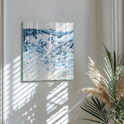 Glass wall clock square Water