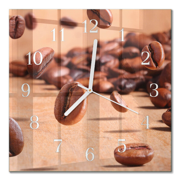 Glass wall clock square Coffee beans