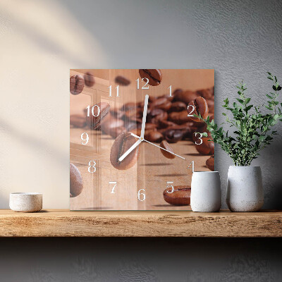 Glass wall clock square Coffee beans