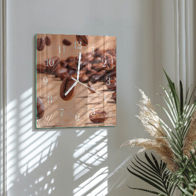 Glass wall clock square Coffee beans