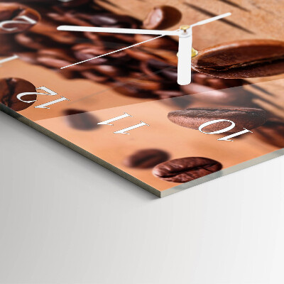 Glass wall clock square Coffee beans