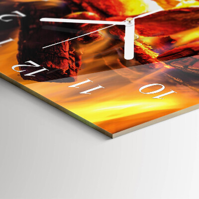 Square kitchen clock Fire