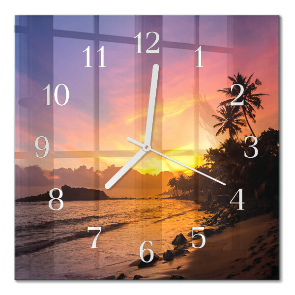 Glass clock square Sunset
