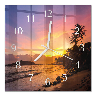 Glass clock square Sunset