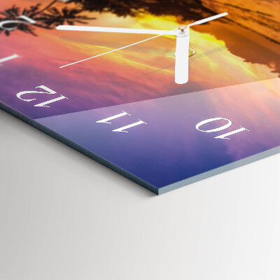 Glass clock square Sunset