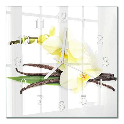 Glass wall clock square Vanilla orchid