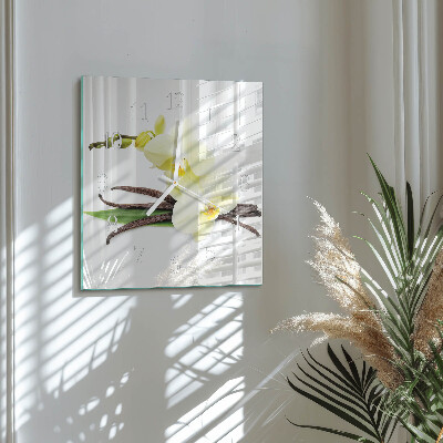 Glass wall clock square Vanilla orchid