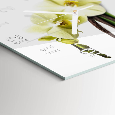 Glass wall clock square Vanilla orchid
