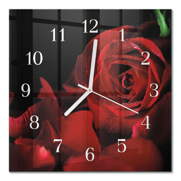 Glass clock square Rose