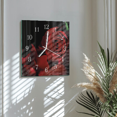 Glass clock square Rose