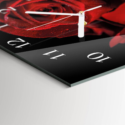 Glass clock square Rose