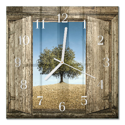Glass clock square Tree