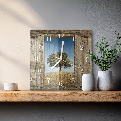 Glass clock square Tree