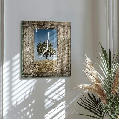 Glass clock square Tree