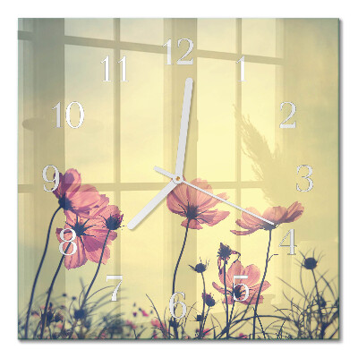 Square wall clock Flowers
