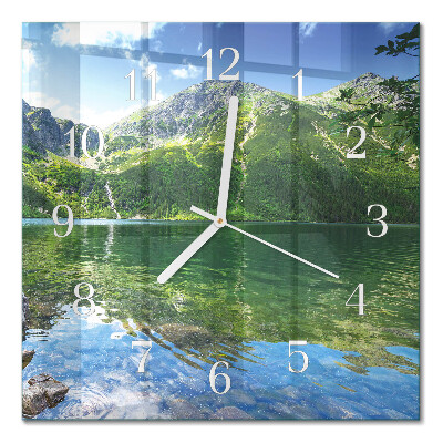 Glass clock square Mountain lake