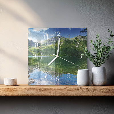 Glass clock square Mountain lake