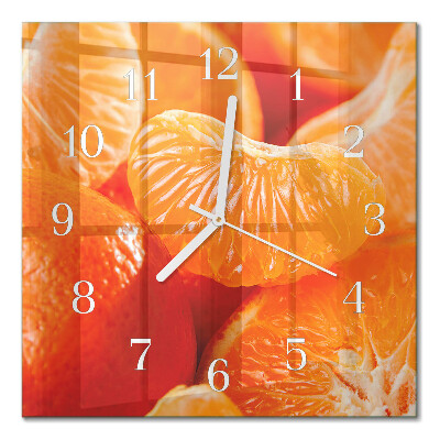Glass wall clock square Tangerines