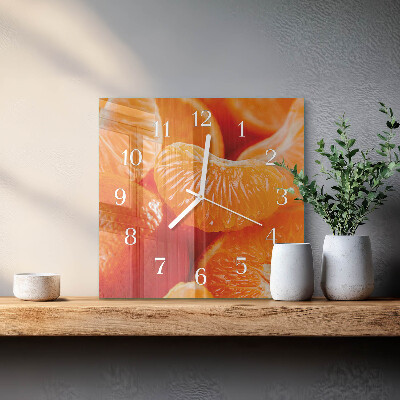 Glass wall clock square Tangerines