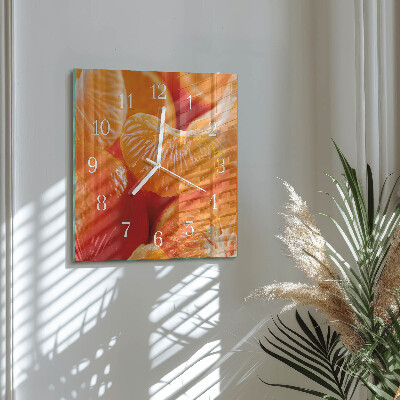 Glass wall clock square Tangerines