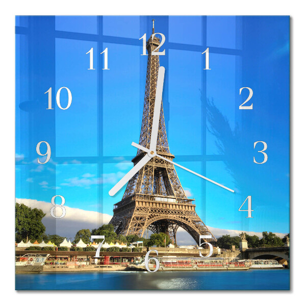 Glass clock square Eiffel tower paris