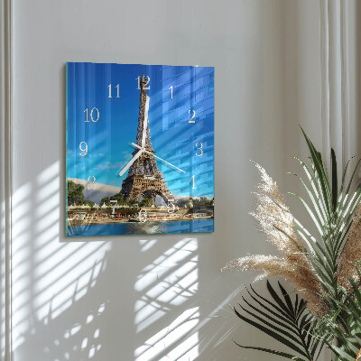 Glass clock square Eiffel tower paris