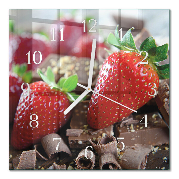Square kitchen clock Strawberries