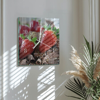Square kitchen clock Strawberries