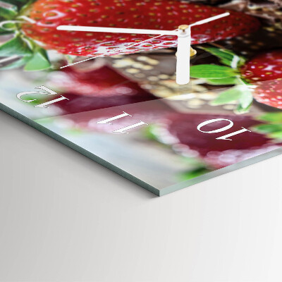 Square kitchen clock Strawberries