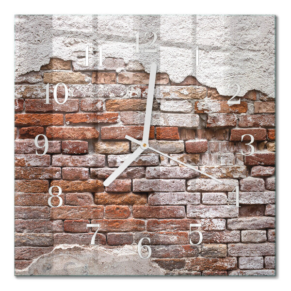 Glass wall clock square Brick
