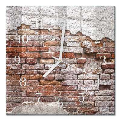 Glass wall clock square Brick