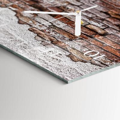 Glass wall clock square Brick
