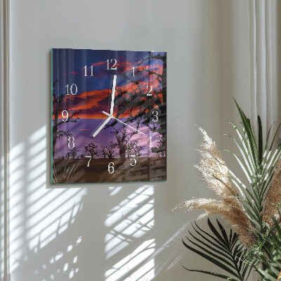 Square kitchen clock Trees