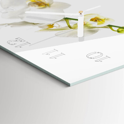 Glass clock square Orchid