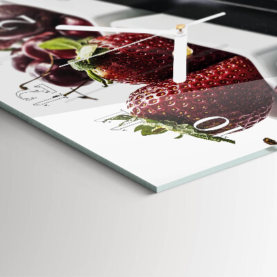 Glass wall clock square Strawberries