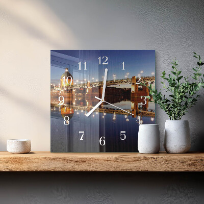 Square kitchen clock Bridge over the river