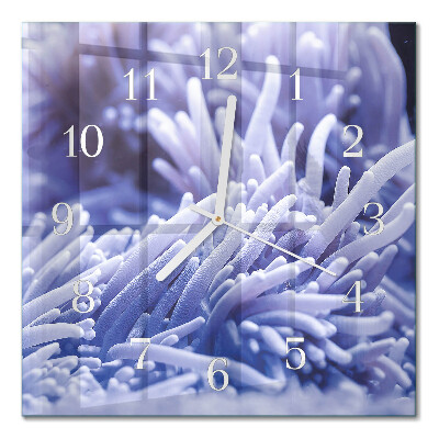 Glass clock square Anemone