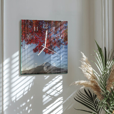 Square wall clock Mountain leaves