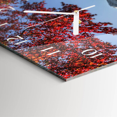 Square wall clock Mountain leaves