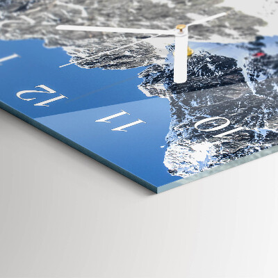 Glass wall clock square Mountains in winter