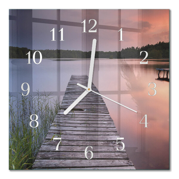 Glass wall clock square Bridge