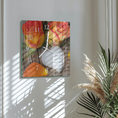 Glass clock square Heart