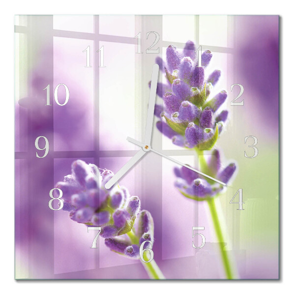 Glass clock square Lavender