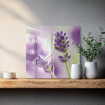 Glass clock square Lavender