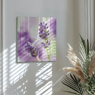 Glass clock square Lavender